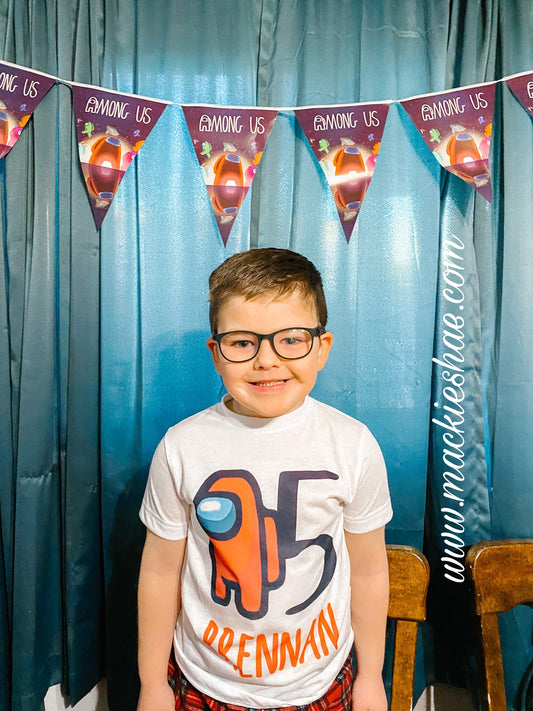 Among Us Personalized Birthday Custom Shirt for Kids, Soft Short Sleeve