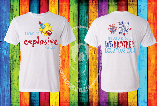 I Have An Explosive Secret (Big Brother or Big Sister) Custom Shirt for Kids, Short Sleeve