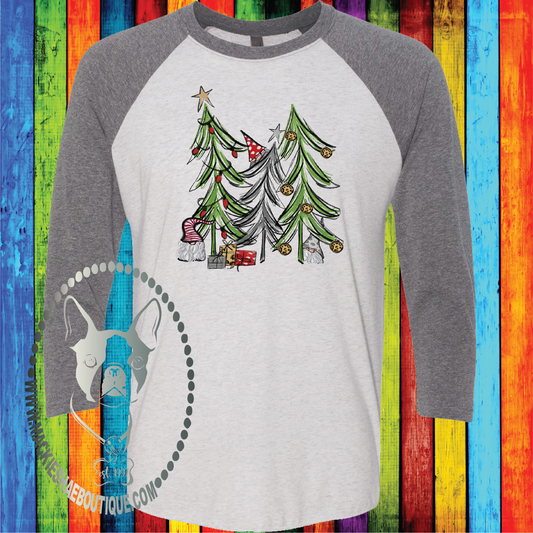 Gnome Christmas Tree Custom Shirt, Soft 3/4 Sleeve