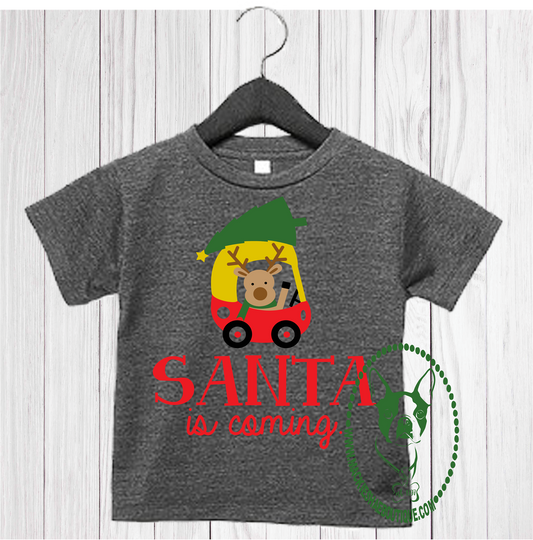 Santa is Coming Custom Shirt for Kids, Soft Short Sleeve