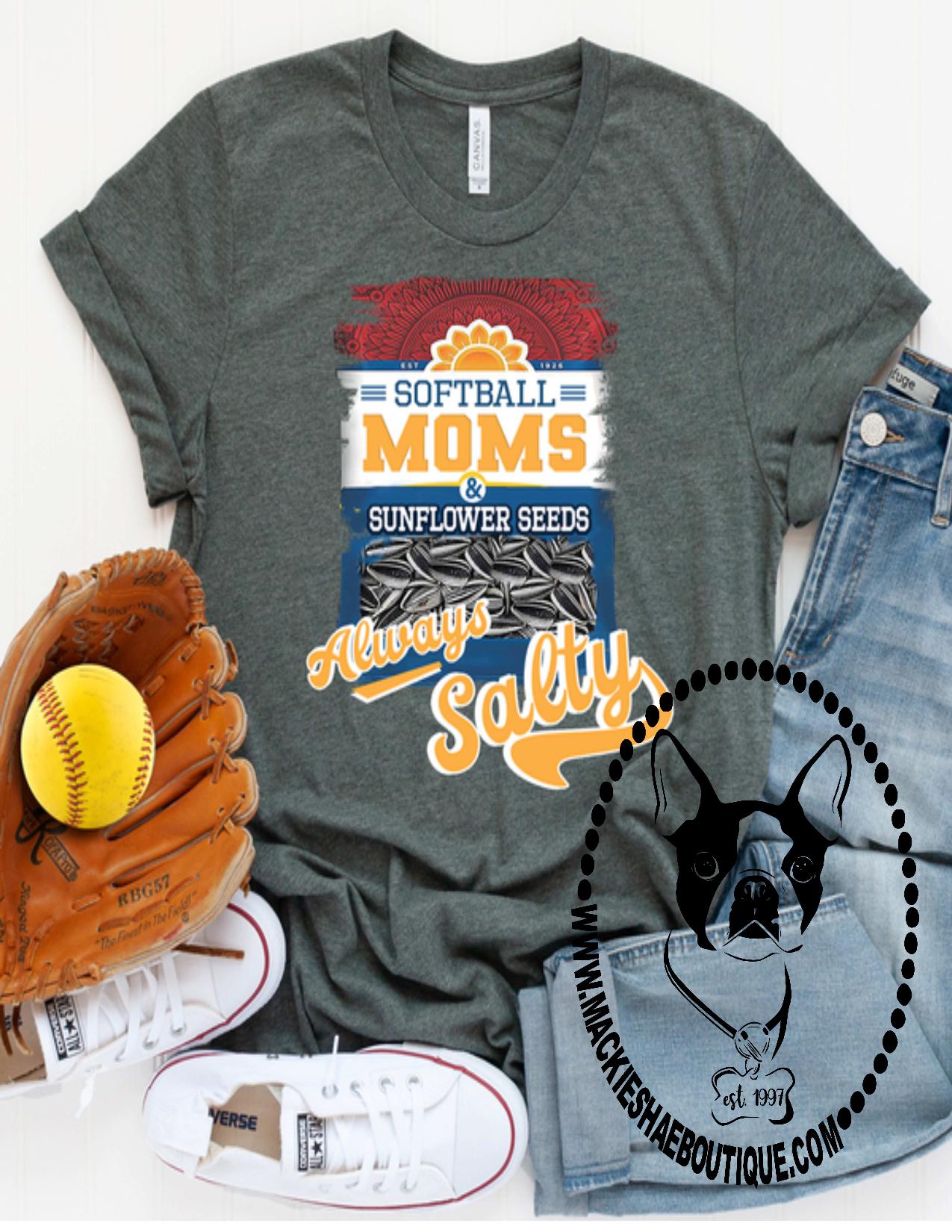 Softball Moms Always Salty Custom Shirt, Soft Short Sleeve