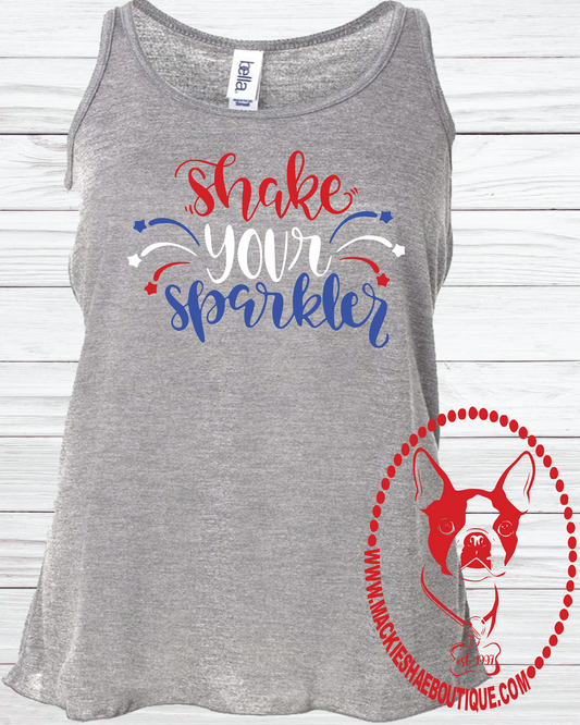Shake Your Sparkler Custom Shirt, Flowy Racerback Tank