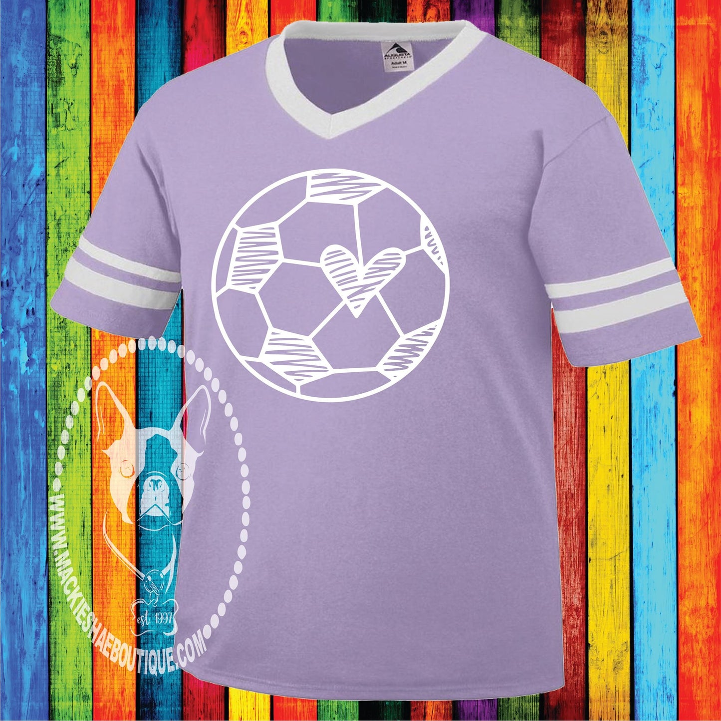 Soccer Ball Heart Custom Shirt for Kids, Jersey with Striped Sleeves