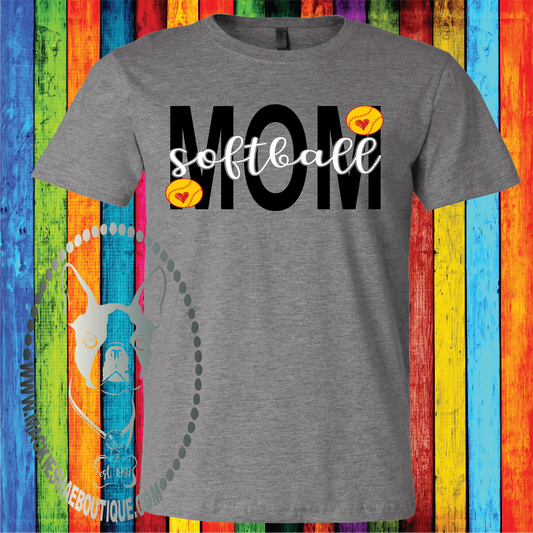 Softball Mom with Hearts Custom Shirt, Soft Short Sleeve