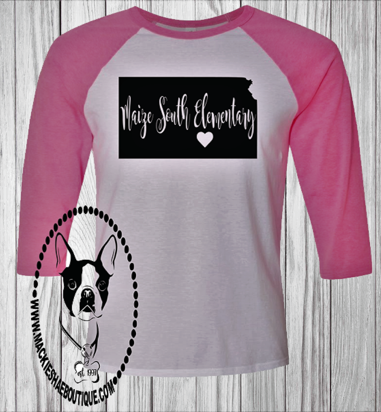 Kansas Maize South Elementary Custom Shirt (Pick any state, town, and grade/School), 3/4 Sleeve