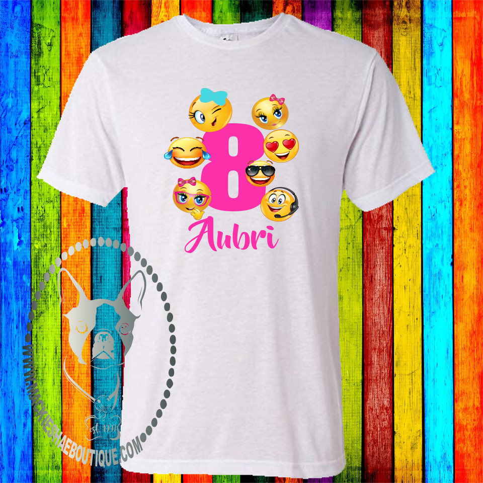 Emoji Birthday Personalized Custom Shirt for Kids, Short Sleeve