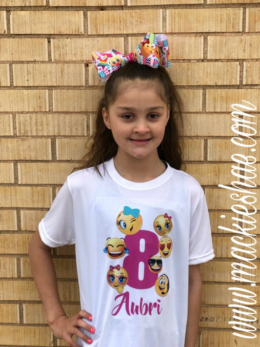 Emoji Birthday Personalized Custom Shirt for Kids, Short Sleeve