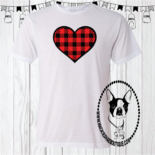Red and Black Plaid Heart Custom Shirt, Soft Short Sleeve