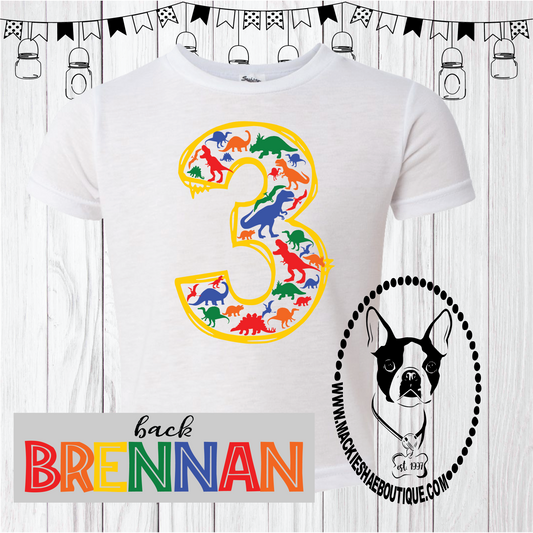 Dinosaur Birthday Custom Shirt for Kids, Short Sleeve