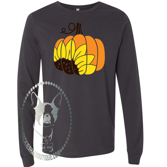Sunflower Pumpkin Custom Shirt, Soft Long Sleeve Tee