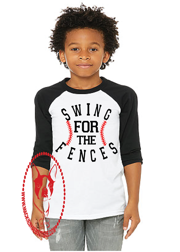 Swing for the Fences Custom Shirt for Kids, 3/4 Sleeve