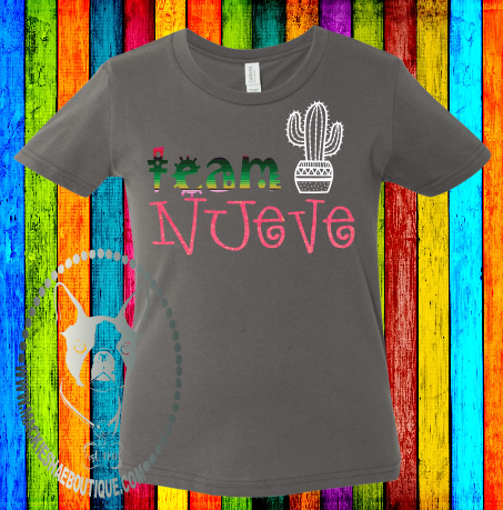 Team {____}  Serape with Cactus or Sombrero Custom Shirt for Kids, Soft Short Sleeve