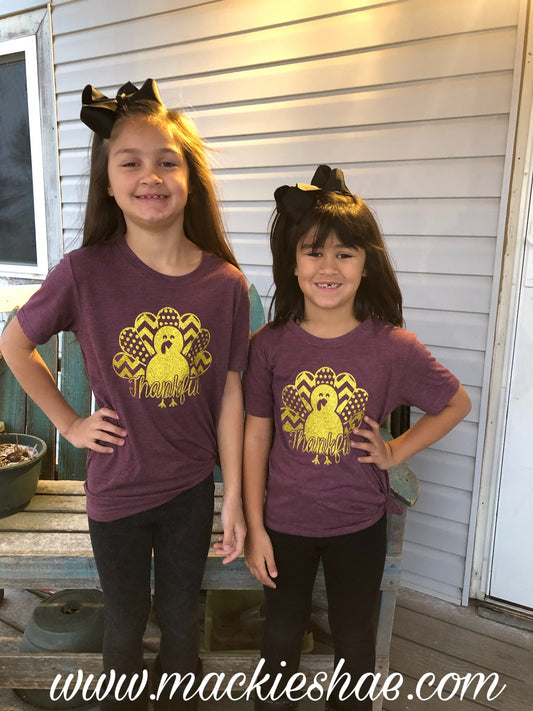 Thankful Turkey Custom Shirt for Kids, Soft Short Sleeve