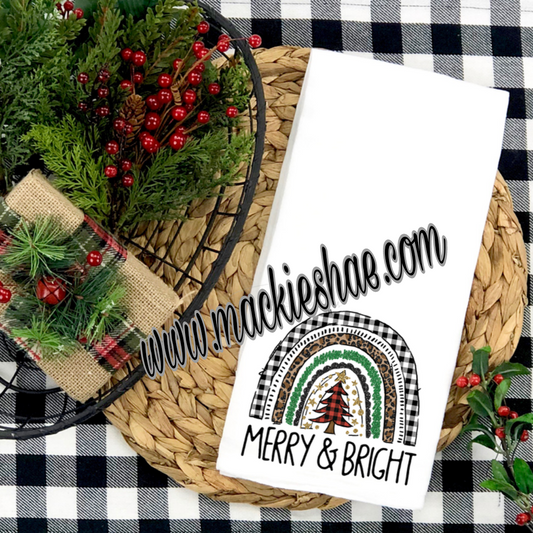 Merry & Bright Rainbow Custom Kitchen Towel