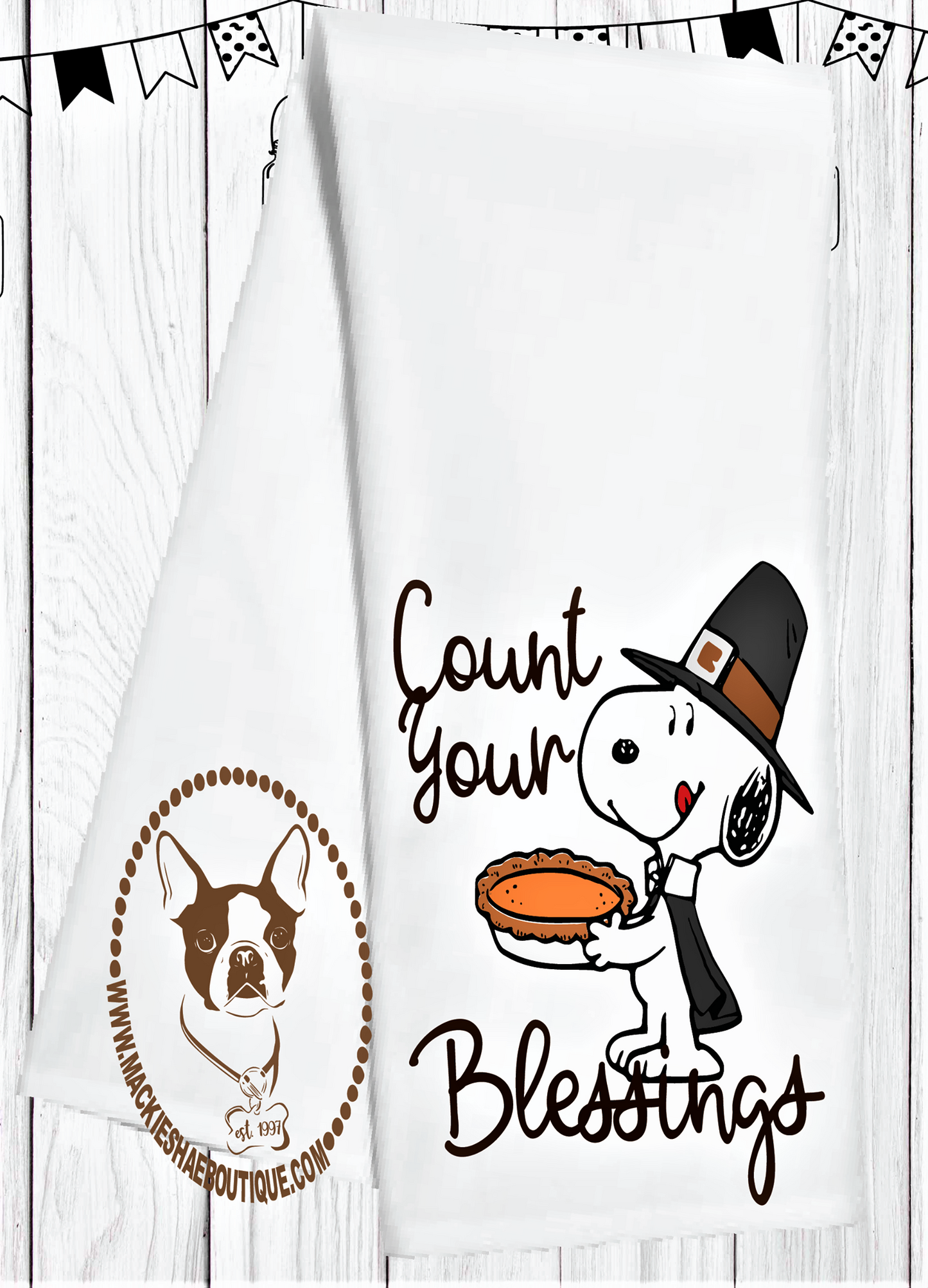 Count Your Blessings Snoopy Custom Kitchen Towel