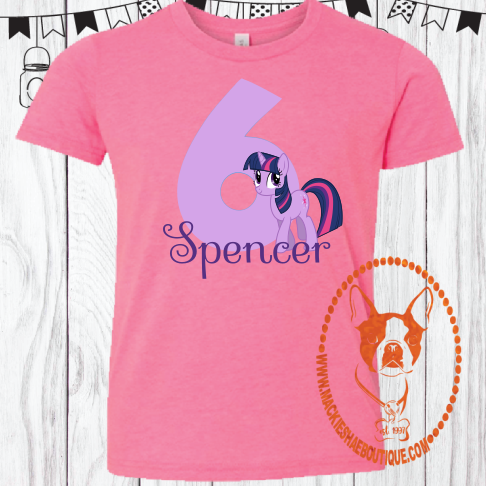 Twilight Sparkle Personalized Birthday Custom Shirt for Kids, Short Sleeve