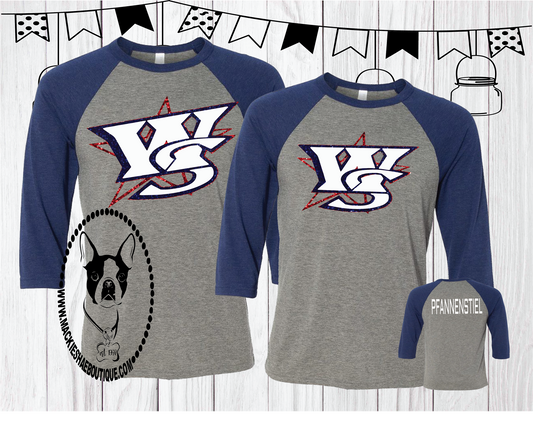 Wichita Sluggers (Can be Personalized) Custom Shirt for Kids, 3/4 Sleeve
