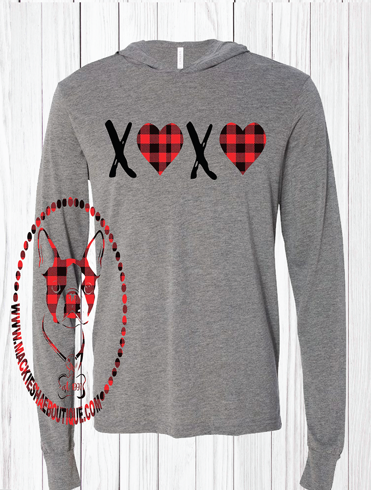 XOXO Heart and Buffalo Plaid Custom Shirt, Light Weight Hoodie