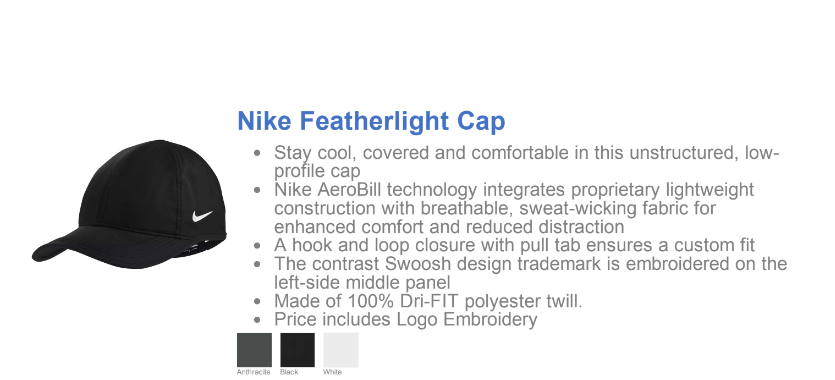 Garden Plain Hat, Nike Featherlight Cap (3 Color Options, 2 Design Options)